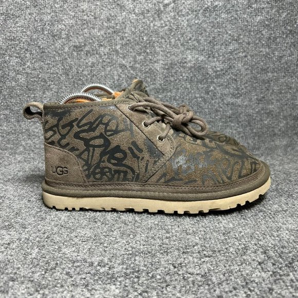 UGG Shoes - UGG Street Graffiti Boots Womens 7 Brown Orange Fur Lined Lace Up *
